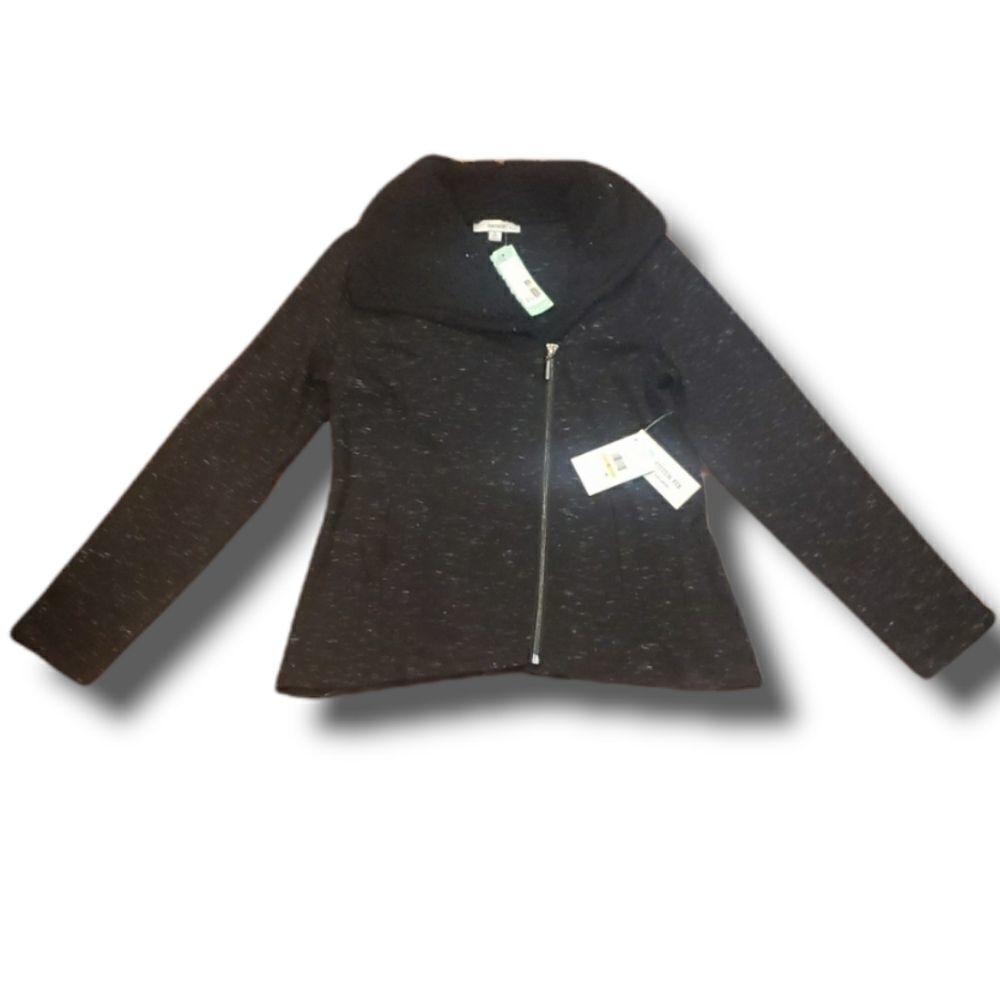 Kensie Shailene Shearling Collar Knit Jacket Black Stitch‎ Fix Exclusive S NEW